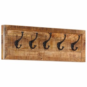 Wandgarderobe mit 5 Haken aus massivem Mangoholz von , Hut- und Garderobenständer - Ref: Foro24-358955, Preis: 49,99 €, Rabat...