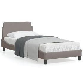 Estructura de cama con cabecero de tela gris taupe 90x190 cm de , Camas y somieres - Ref: Foro24-373089, Precio: 114,99 €, De...