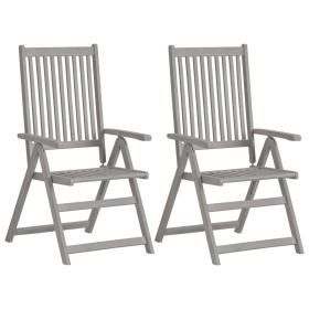 Reclining garden chairs 2 units solid gray acacia wood by vidaXL, Garden chairs - Ref: Foro24-45938, Price: 103,99 €, Discoun...