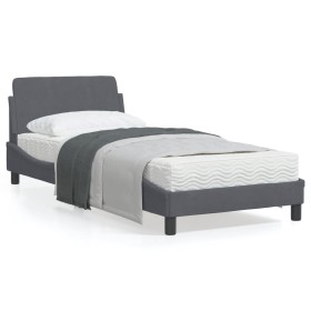 Dark gray velvet bed frame with headboard 90x200cm by , Beds and slatted bases - Ref: Foro24-373113, Price: 114,99 €, Discoun...