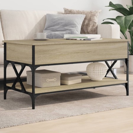 Engineering wood metal coffee table Sonoma oak 100x50x50cm by , Coffee table - Ref: Foro24-845357, Price: 78,88 €, Discount: %