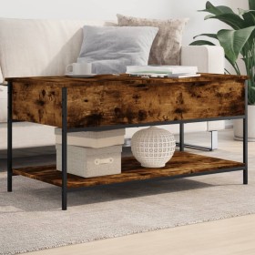 Engineered wood coffee table metal smoke oak 100x50x50 cm by , Coffee table - Ref: Foro24-845348, Price: 61,27 €, Discount: %