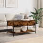 Engineered wood coffee table metal smoke oak 100x50x50 cm by , Coffee table - Ref: Foro24-845348, Price: 61,27 €, Discount: %