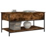 Engineered wood coffee table metal smoke oak 100x50x50 cm by , Coffee table - Ref: Foro24-845348, Price: 61,27 €, Discount: %