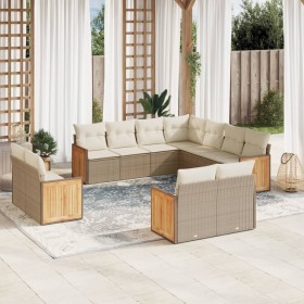 11-teiliges Gartensofa-Set mit beigen synthetischen Rattankissen von , Gartensets - Ref: Foro24-3260581, Preis: 1,00 €, Rabat...