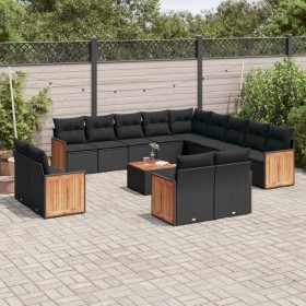 14-teiliges Gartensofa-Set mit schwarzen synthetischen Rattankissen von , Gartensets - Ref: Foro24-3260613, Preis: 975,88 €, ...