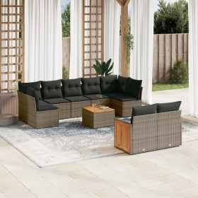 10-piece garden sofa set with gray synthetic rattan cushions by , Garden sets - Ref: Foro24-3260380, Price: 634,99 €, Discoun...