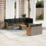 10-piece garden sofa set with gray synthetic rattan cushions by , Garden sets - Ref: Foro24-3260380, Price: 665,73 €, Discoun...