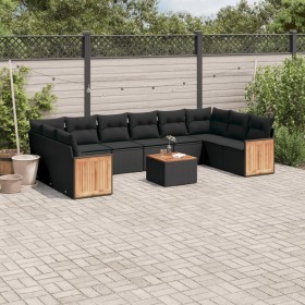 11-teiliges Gartensofa-Set und schwarze synthetische Rattankissen von , Gartensets - Ref: Foro24-3260410, Preis: 665,99 €, Ra...