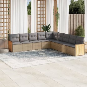 9-teiliges Gartensofa-Set mit beigen synthetischen Rattankissen von , Gartensets - Ref: Foro24-3260141, Preis: 614,99 €, Raba...