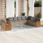 Gartensofa-Set mit beigen Kissen, 10-teilig, synthetisches Rattan von , Gartensets - Ref: Foro24-3260197, Preis: 760,50 €, Ra...