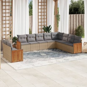 Gartensofa-Set mit beigen Kissen, 10-teilig, synthetisches Rattan von , Gartensets - Ref: Foro24-3260197, Preis: 767,99 €, Ra...