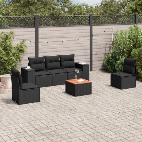 6-teiliges Gartensofa-Set und schwarze synthetische Rattankissen von , Gartensets - Ref: Foro24-3225383, Preis: 384,10 €, Rab...