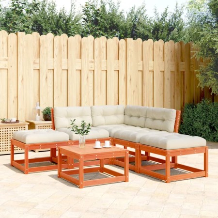 5-piece garden sofa set with wax-brown pine wood cushions by , Garden sets - Ref: Foro24-3216962, Price: 490,90 €, Discount: %