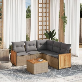 Gartensofa-Set mit Kissen, 6-teilig, beiges synthetisches Rattan von , Gartensets - Ref: Foro24-3260050, Preis: 472,41 €, Rab...