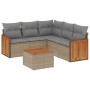 Gartensofa-Set mit Kissen, 6-teilig, beiges synthetisches Rattan von , Gartensets - Ref: Foro24-3260050, Preis: 464,22 €, Rab...