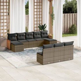 Set de sofás de jardín 10 pzas con cojines ratán sintético gris de , Conjuntos de jardín - Ref: Foro24-3260471, Precio: 612,7...