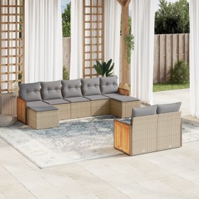 9-teiliges Gartensofa-Set mit beigen synthetischen Rattankissen von , Gartensets - Ref: Foro24-3260484, Preis: 657,99 €, Raba...