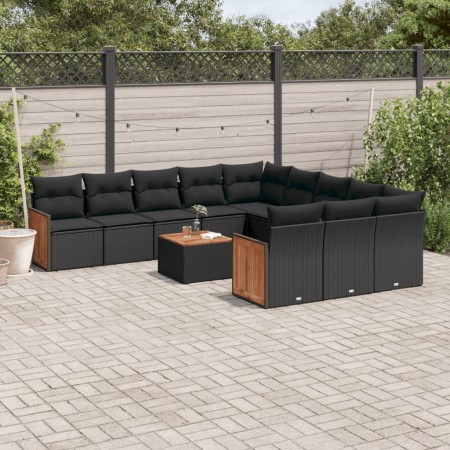 Garden sofa set 12 pieces with black synthetic rattan cushions by , Garden sets - Ref: Foro24-3260515, Price: 826,10 €, Disco...