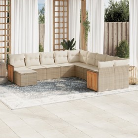 11-teiliges Gartensofa-Set mit beigen synthetischen Rattankissen von , Gartensets - Ref: Foro24-3260651, Preis: 754,99 €, Rab...