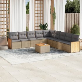 Gartensofa-Set mit beigen Kissen, 10-teilig, synthetisches Rattan von , Gartensets - Ref: Foro24-3260148, Preis: 670,99 €, Ra...