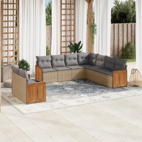 9-teiliges Gartensofa-Set mit beigen synthetischen Rattankissen von , Gartensets - Ref: Foro24-3260183, Preis: 682,99 €, Raba...