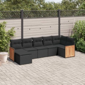 7-piece garden dining set and black synthetic rattan cushions by , Garden sets - Ref: Foro24-3260270, Price: 459,49 €, Discou...