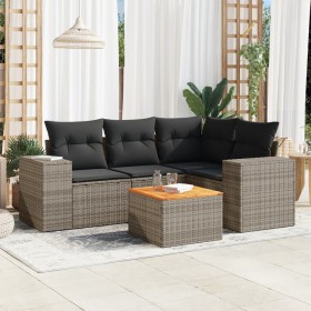 Gartensofa-Set mit Kissen, 5-teilig, graues synthetisches Rattan von , Gartensets - Ref: Foro24-3225430, Preis: 362,78 €, Rab...