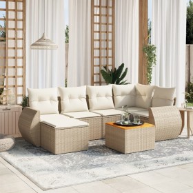 7-teiliges Gartensofa-Set und beigefarbene synthetische Rattankissen von , Gartensets - Ref: Foro24-3257437, Preis: 598,89 €,...