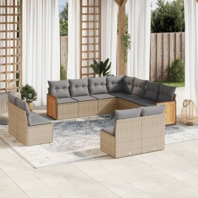 Set de sofás de jardín 11pzas con cojines ratán sintético beige de , Conjuntos de jardín - Ref: Foro24-3260169, Precio: 732,9...