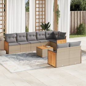 9-teiliges Gartensofa-Set mit beigen synthetischen Rattankissen von , Gartensets - Ref: Foro24-3260239, Preis: 693,85 €, Raba...