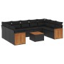 Gartensofa-Set 10-teilig mit schwarzen synthetischen Rattankissen von , Gartensets - Ref: Foro24-3260361, Preis: 666,26 €, Ra...