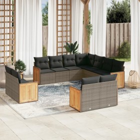 11-piece garden sofa set and gray synthetic rattan cushions by , Garden sets - Ref: Foro24-3260583, Price: 907,03 €, Discount: %