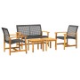 5-Piece Black PE Rattan and Acacia Wood Bistro Set by , Modular outdoor sofas - Ref: Foro24-367604, Price: 244,23 €, Discount: %