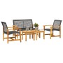 5-teiliges Bistro-Set aus schwarzem PE-Rattan und Akazienholz von , Modulare Sofas für den Außenbereich - Ref: Foro24-367604,...