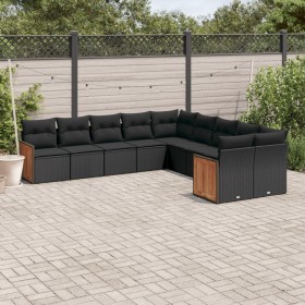 Gartensofa-Set 10-teilig mit schwarzen synthetischen Rattankissen von , Gartensets - Ref: Foro24-3260431, Preis: 647,92 €, Ra...