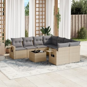 Set de sofás de jardín 9 pzas con cojines ratán sintético beige de , Conjuntos de jardín - Ref: Foro24-3252296, Precio: 715,1...