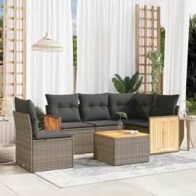 6-piece garden furniture set and gray synthetic rattan cushions by , Garden sets - Ref: Foro24-3260065, Price: 424,06 €, Disc...