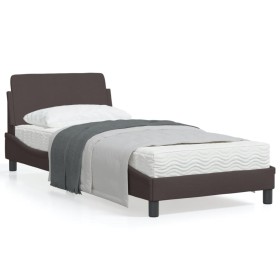 Bed frame with headboard in dark brown fabric 80x200 cm by , Beds and slatted bases - Ref: Foro24-373068, Price: 113,99 €, Di...