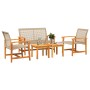 5-teiliges Bistro-Set aus PE-Rattan und Akazienholz in Beige von , Modulare Sofas für den Außenbereich - Ref: Foro24-367606, ...