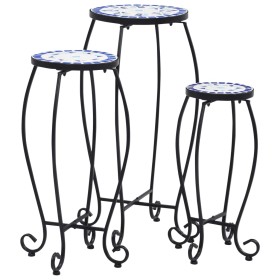 Mosaic tables 3 units blue and white ceramic by , Pot stands - Ref: Foro24-46702, Price: 92,35 €, Discount: %