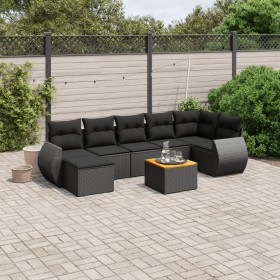 Set aus 8-teiligen Gartensofas und Kissen Kunstrattan schwarz von , Gartensets - Ref: Foro24-3257441, Preis: 506,22 €, Rabatt: %