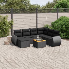 Set aus 8-teiligen Gartensofas und Kissen Kunstrattan schwarz von , Gartensets - Ref: Foro24-3257448, Preis: 505,49 €, Rabatt: %