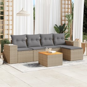 Garden sofa set with 6-piece synthetic rattan beige cushions by , Garden sets - Ref: Foro24-3257753, Price: 441,99 €, Discoun...