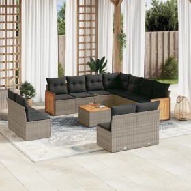 Set de sofás de jardín 12 pzas con cojines ratán sintético gris de , Conjuntos de jardín - Ref: Foro24-3260177, Precio: 776,9...