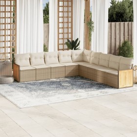 Set de sofás de jardín 9 pzas con cojines ratán sintético beige de , Conjuntos de jardín - Ref: Foro24-3260140, Precio: 696,7...