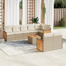 9-piece garden sofa set with beige synthetic rattan cushions by , Garden sets - Ref: Foro24-3260238, Price: 722,04 €, Discoun...