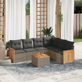 7-piece garden sofa set with gray PE rattan cushions by , Garden sets - Ref: Foro24-3260093, Price: 474,79 €, Discount: %