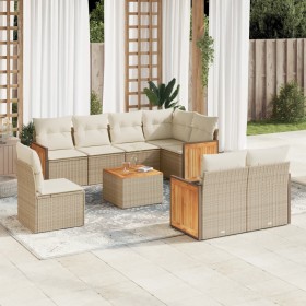 Set de sofás de jardín 9 pzas con cojines ratán sintético beige de , Conjuntos de jardín - Ref: Foro24-3260252, Precio: 705,9...