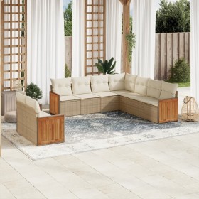 Set de sofás de jardín 9 pzas con cojines ratán sintético beige de , Conjuntos de jardín - Ref: Foro24-3260182, Precio: 744,9...